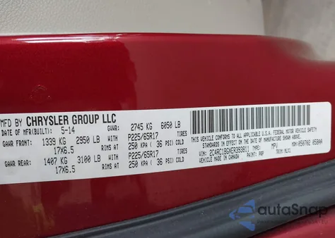 2014 Chrysler Town & Country Touring from USA, damaged, VIN 2C4RC1BGXER393811